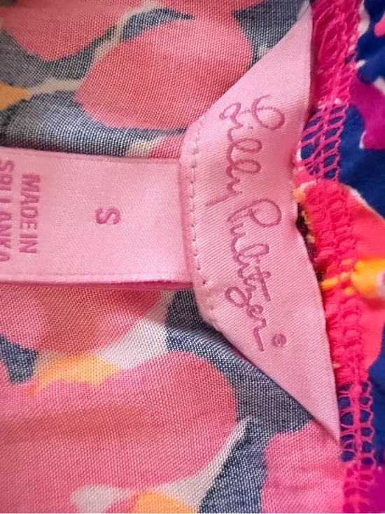 Lilly Pulitzer Neon Floral Wide-Leg Pants in Pink, Navy & Yellow Palazzo - Picture 2 of 2